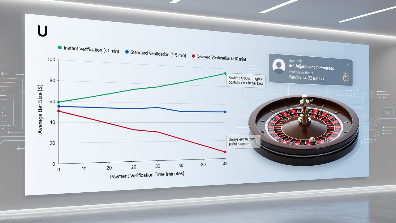 Graph displaying bet size fluctuations tied to payment verification completion times in mobile roulette