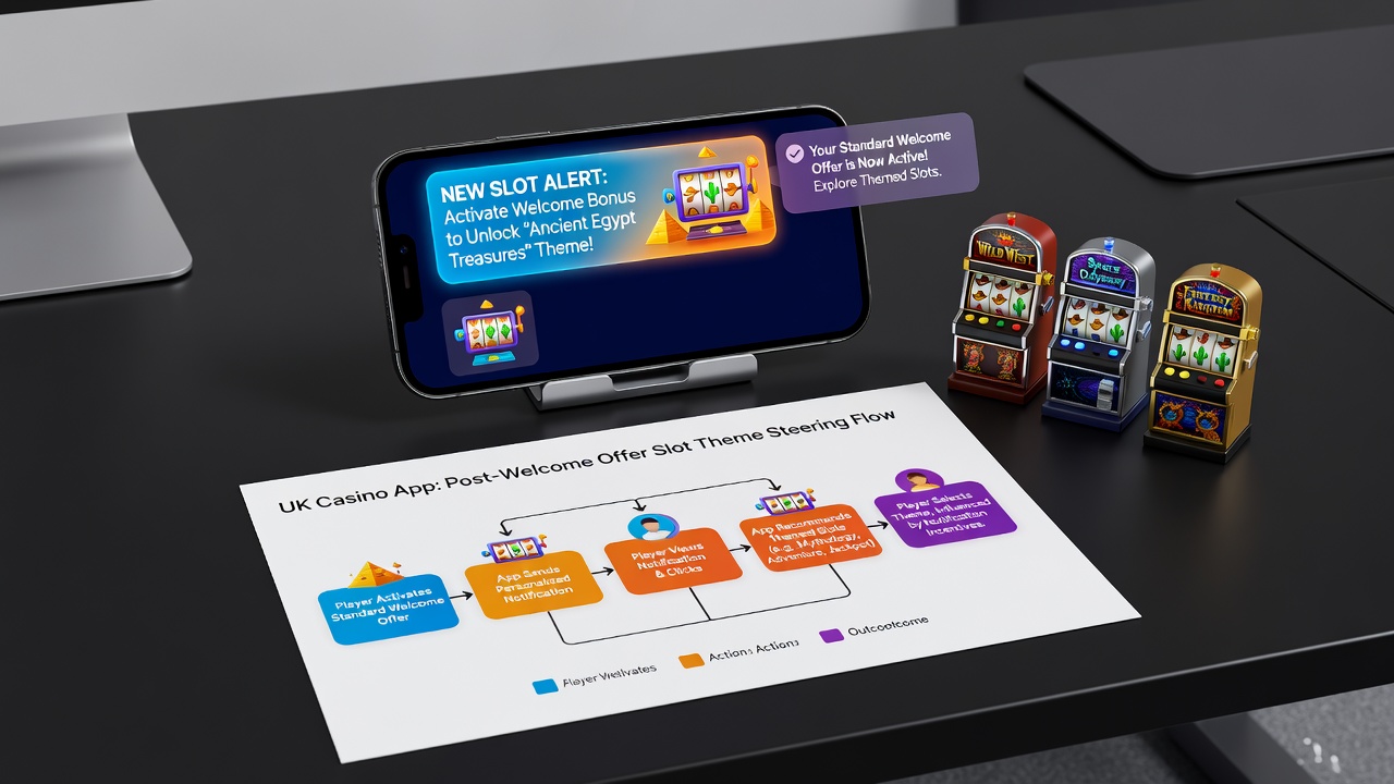 Analytics dashboard showing slot theme engagement metrics influenced by app notifications after welcome offers